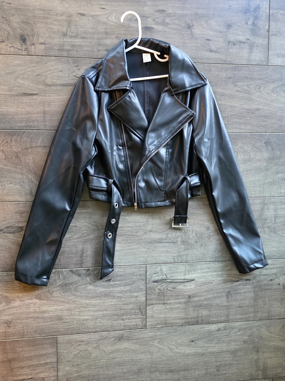 Faux Leather Black Biker Jacket - Women (XXS)